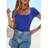 imagePRETTYGARDEN Short Sleeve Shirts for Women 2026 Summer Trendy Scoop Neck Ribbed Tops Spring Casual Slim Fitted Basic TeesBrilliant Blue