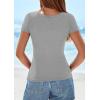 imagePRETTYGARDEN Short Sleeve Shirts for Women 2026 Summer Trendy Scoop Neck Ribbed Tops Spring Casual Slim Fitted Basic TeesGrey