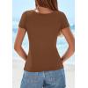 imagePRETTYGARDEN Short Sleeve Shirts for Women 2026 Summer Trendy Scoop Neck Ribbed Tops Spring Casual Slim Fitted Basic TeesKhaki