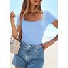imagePRETTYGARDEN Short Sleeve Shirts for Women 2026 Summer Trendy Scoop Neck Ribbed Tops Spring Casual Slim Fitted Basic TeesLight Blue