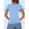imagePRETTYGARDEN Short Sleeve Shirts for Women 2026 Summer Trendy Scoop Neck Ribbed Tops Spring Casual Slim Fitted Basic TeesLight Blue