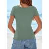 imagePRETTYGARDEN Short Sleeve Shirts for Women 2026 Summer Trendy Scoop Neck Ribbed Tops Spring Casual Slim Fitted Basic TeesSage Green