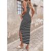 imagePRETTYGARDEN Sundresses for Women 2026 Summer Striped Knit Side Slit Spring Fashion Bodycon Maxi Dress Beach Vacation ClothesBlack