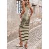 imagePRETTYGARDEN Sundresses for Women 2026 Summer Striped Knit Side Slit Spring Fashion Bodycon Maxi Dress Beach Vacation ClothesSage Green