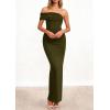 imagePRETTYGARDEN Womens 2026 Wedding Guest Cocktail Dresses One Off The Shoulder Ruched Bodycon Formal Maxi Party Summer OutfitsArmy Green