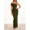 imagePRETTYGARDEN Womens 2026 Wedding Guest Cocktail Dresses One Off The Shoulder Ruched Bodycon Formal Maxi Party Summer OutfitsArmy Green