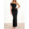 imagePRETTYGARDEN Womens 2026 Wedding Guest Cocktail Dresses One Off The Shoulder Ruched Bodycon Formal Maxi Party Summer OutfitsBlack