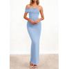 imagePRETTYGARDEN Womens 2026 Wedding Guest Cocktail Dresses One Off The Shoulder Ruched Bodycon Formal Maxi Party Summer OutfitsLight Blue