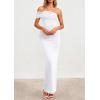 imagePRETTYGARDEN Womens 2026 Wedding Guest Cocktail Dresses One Off The Shoulder Ruched Bodycon Formal Maxi Party Summer OutfitsWhite