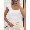 imagePRETTYGARDEN Womens Cap Sleeve T Shirts 2026 Square Neck Basic Tees Slim Fit Ribbed Knit Spring Going Out Tops Summer ClothesWhite