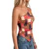 imagePRETTYGARDEN Womens Floral Mesh Tops 2026 Summer Asymmetrical One Shoulder Sleeveless Ruched Shirts Spring Going Out ClothesKhaki Leopard