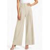 imagePRETTYGARDEN Womens Spring Wide Leg Palazzo Pants 2026 Trendy Loose Button High Waist Pleated Work Business Casual TrousersBeige