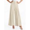 imagePRETTYGARDEN Womens Spring Wide Leg Palazzo Pants 2026 Trendy Loose Button High Waist Pleated Work Business Casual TrousersBeige