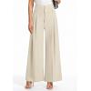 imagePRETTYGARDEN Womens Spring Wide Leg Palazzo Pants 2026 Trendy Loose Button High Waist Pleated Work Business Casual TrousersBeige