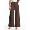 imagePRETTYGARDEN Womens Spring Wide Leg Palazzo Pants 2026 Trendy Loose Button High Waist Pleated Work Business Casual TrousersBrown