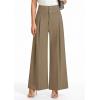 imagePRETTYGARDEN Womens Spring Wide Leg Palazzo Pants 2026 Trendy Loose Button High Waist Pleated Work Business Casual TrousersKhaki
