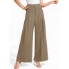 imagePRETTYGARDEN Womens Spring Wide Leg Palazzo Pants 2026 Trendy Loose Button High Waist Pleated Work Business Casual TrousersKhaki