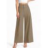 imagePRETTYGARDEN Womens Spring Wide Leg Palazzo Pants 2026 Trendy Loose Button High Waist Pleated Work Business Casual TrousersKhaki