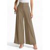 imagePRETTYGARDEN Womens Spring Wide Leg Palazzo Pants 2026 Trendy Loose Button High Waist Pleated Work Business Casual TrousersKhaki