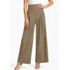 imagePRETTYGARDEN Womens Spring Wide Leg Palazzo Pants 2026 Trendy Loose Button High Waist Pleated Work Business Casual TrousersKhaki
