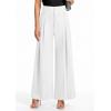 imagePRETTYGARDEN Womens Spring Wide Leg Palazzo Pants 2026 Trendy Loose Button High Waist Pleated Work Business Casual TrousersWhite