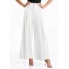 imagePRETTYGARDEN Womens Spring Wide Leg Palazzo Pants 2026 Trendy Loose Button High Waist Pleated Work Business Casual TrousersWhite