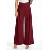 imagePRETTYGARDEN Womens Spring Wide Leg Palazzo Pants 2026 Trendy Loose Button High Waist Pleated Work Business Casual TrousersWine Red
