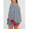 imagePRETTYGARDEN Womens Striped Oversized Sweatshirt Color Block Crew Neck Long Sleeve Casual Loose Pullover Top Y2K ClothesNavy White