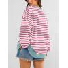 imagePRETTYGARDEN Womens Striped Oversized Sweatshirt Color Block Crew Neck Long Sleeve Casual Loose Pullover Top Y2K ClothesPink White