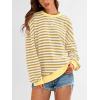 imagePRETTYGARDEN Womens Striped Oversized Sweatshirt Color Block Crew Neck Long Sleeve Casual Loose Pullover Top Y2K ClothesYellow White