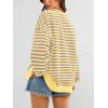 imagePRETTYGARDEN Womens Striped Oversized Sweatshirt Color Block Crew Neck Long Sleeve Casual Loose Pullover Top Y2K ClothesYellow White