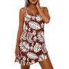 imagePRETTYGARDEN Womens Summer Dresses 2026 Casual Print Spaghetti Strap Sleeveless Sundress Beach Vacation Cover UpsBrown