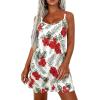 imagePRETTYGARDEN Womens Summer Dresses 2026 Casual Print Spaghetti Strap Sleeveless Sundress Beach Vacation Cover UpsRed Floral