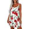 imagePRETTYGARDEN Womens Summer Dresses 2026 Casual Print Spaghetti Strap Sleeveless Sundress Beach Vacation Cover UpsRed Floral