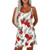 imagePRETTYGARDEN Womens Summer Dresses 2026 Casual Print Spaghetti Strap Sleeveless Sundress Beach Vacation Cover UpsRed Floral