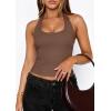 imagePRETTYGARDEN Womens Summer Halter Tank Tops 2026 Y2K Sleeveless Slim Fitted Backless Shirts Going Out Spring Workout ClothesCoffee