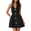 imagePRETTYGARDEN Cocktail Dresses for Women Short 2026 Summer Elegant Halter V Neck Sleeveless A Line Spring Mini Party DressBlack