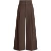 imagePRETTYGARDEN Womens Spring Wide Leg Palazzo Pants 2026 Trendy Loose Button High Waist Pleated Work Business Casual TrousersBrown