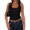 imagePRETTYGARDEN Womens Summer Halter Tank Tops 2026 Y2K Sleeveless Slim Fitted Backless Shirts Going Out Spring Workout ClothesBlack