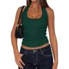 imagePRETTYGARDEN Womens Summer Halter Tank Tops 2026 Y2K Sleeveless Slim Fitted Backless Shirts Going Out Spring Workout ClothesDark Green
