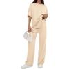 imagePRETTYGARDEN 2 Piece Lounge Sets for Women Summer 2026 Short Sleeve Matching Airport Travel Outfits Casual Spring ClothesBeige