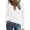 imagePRETTYGARDEN Long Sleeve Shirts for Women 2025 Fall V Neck Waffle Basic Tee Dressy Casual Winter Blouses Knit Tunic TopsWhite