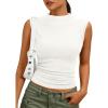 imagePRETTYGARDEN Tank Tops for Women 2026 Summer Mock Neck Ribbed Knit Slim Fitted Shirts Going Out Top Spring Fashion ClothesWhite