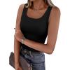 imagePRETTYGARDEN Tank Tops for Women 2026 Summer Sleeveless Scoop Neck Ribbed Tops Cute Spring Casual Fitted Basic Cami ShirtsBlack