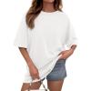 imagePRETTYGARDEN Womens 2026 Spring Going Out Tops Casual Short Sleeve Crewneck Loose Fit Basic Cute Tee Shirts Summer OutfitsWhite