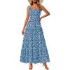 imagePRETTYGARDEN Womens 2026 Summer Floral Maxi Dress Sleeveless Smocked Ruffle Long Flowy Beach Vacation Boho SundressesBlue Floral