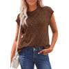imagePRETTYGARDEN Womens 2026 Summer Sweater Vest Lightweight Knit Cap Sleeve Hollow Out Tank Tops Crochet Coverup Spring OutfitsBrown