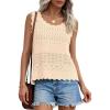 imagePRETTYGARDEN Womens Crochet Tank Tops 2026 Summer Spring Boho Sleeveless Cute Knit Sweater Vest Trendy Beach Vacation ClothesBeige