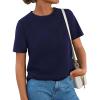 imagePRETTYGARDEN Womens Summer Tops 2026 Casual Basic Crewneck Short Sleeve Shirts Spring Fashion Clothing Going Out OutfitsNavy