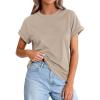 imagePRETTYGARDEN Womens Summer Tops 2026 Spring Casual Rolled Short Sleeve Basic Tees Crew Neck Work Shirts Fashion ClothingApricot